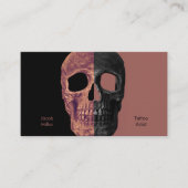 Gothic Half Skull Heads Black Brown Tattoo Shop Visitenkarte (Vorderseite)