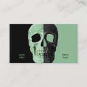 Gothic Half Skull Heads Green Black Tattoo Shop Visitenkarte (Vorderseite)