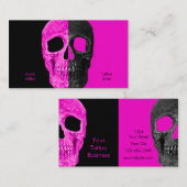 Gothic Half Skull Heads Pink Black Tattoo Shop Visitenkarte (Vorne/Hinten)