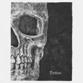 Gothic Half Skull Kopf Cool Schwarz und Weiß Grung Fleecedecke