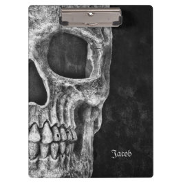 Gothic Half Skull Kopf Cool Schwarz-Weiß-Grunge Klemmbrett