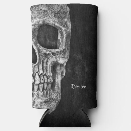 Gothic Half Skull Kopf Cool Schwarz-Weiß-Grunge Selters Dosenkühler (Vorderseite)