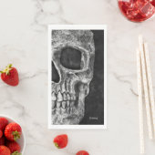 Gothic Half Skull Kopf Schwarz-Weiß Cool Grunge Serviette (Beispiel)