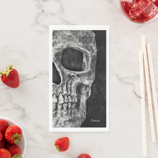 Gothic Half Skull Kopf Schwarz-Weiß Cool Grunge Serviette (Beispiel)