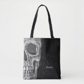 Gothic Half Skull Kopf Schwarz-Weiß Cool Grunge Tasche (Vorderseite)