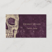 Gothic Half Skull Lila Beige Tattoo Artist Visitenkarte (Vorderseite)