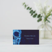 Gothic Half Skull Navy Blue Tattoo Artist Visitenkarte (Stehend Vorderseite)