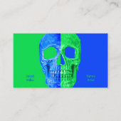 Gothic Half Skull Neon Green Blue Tattoo Shop Visitenkarte (Vorderseite)