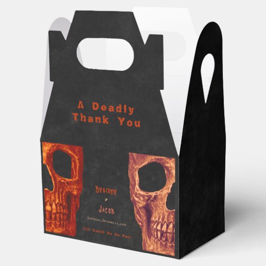 Gothic Half Skull Orange Black Halloween Hochzeit Geschenkschachtel (Geöffnet)