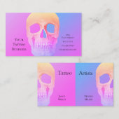 Gothic Half Skull Pink Blue Lila Tattoo Shop Bus Visitenkarte (Vorne/Hinten)