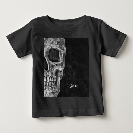 Gothic Half Skull Schwarz und Weiß Cool Grunge Baby T-shirt (Vorderseite)