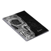 Gothic Half Skull Schwarz und Weiß Cool Grunge Notizblock (Rechte Seite)