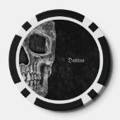Gothic Half Skull Schwarz und Weiß Cool Grunge Pokerchips (Rückseite)