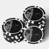 Gothic Half Skull Schwarz und Weiß Cool Grunge Pokerchips (Stapel)