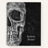 Gothic Half Skull Schwarz-Weiß Coole Rezepte Notizblock (Vorderseite)