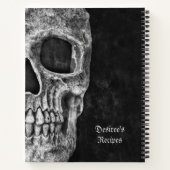 Gothic Half Skull Schwarz-Weiß Coole Rezepte Notizblock (Rückseite)