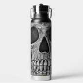 Gothic Half Skull Schwarz-Weiß Coole Textur Trinkflasche (Vorderseite)
