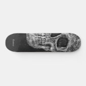 Gothic Half Skull Schwarz-Weiß Grunge Textur Skateboard (Horizontal)