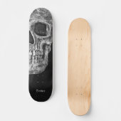 Gothic Half Skull Schwarz-Weiß Grunge Textur Skateboard (Vorderseite)