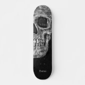 Gothic Half Skull Schwarz-Weiß Grunge Textur Skateboard (Vorne)