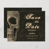 Gothic Half Skull Sepia Save the Date (Vorne/Hinten)