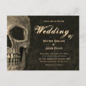 Gothic Half Skull Sepia Vintag Hallowedding Einladungspostkarte (Vorderseite)