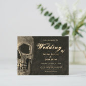 Gothic Half Skull Sepia Vintag Hallowedding Einladungspostkarte (Stehend Vorderseite)
