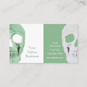 Gothic Half Skulls Pastel Green White Tattoo Shop Visitenkarte (Rückseite)