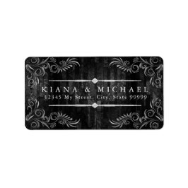 Gothic Hallowedding Scrollwork B&W ID866 Adressaufkleber