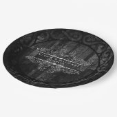 Gothic Hallowedding Scrollwork B&W ID866 Pappteller (Schrägansicht)