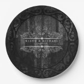Gothic Hallowedding Scrollwork B&W ID866 Pappteller (Vorderseite)