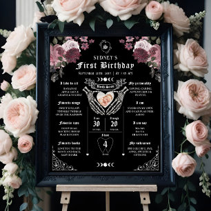 Gothic Halloween 1. Geburtstag Baby Milestone Poster