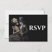 Gothic Halloween Alternative Hochzeit RSVP Karte (Rückseite)