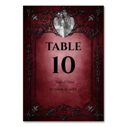 Gothic Halloween Alternative Hochzeit Tischnummer (Vorderseite)