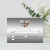 Gothic Halloween Alternative Wedding RSVP Card Karte (Stehend Vorderseite)