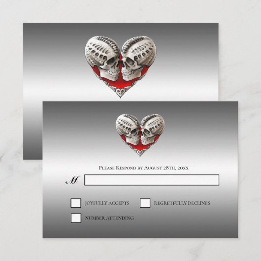 Gothic Halloween Alternative Wedding RSVP Card Karte (Vorne/Hinten)