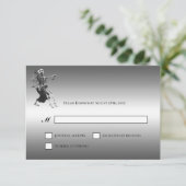 Gothic Halloween Alternative Wedding RSVP Card Karte (Stehend Vorderseite)