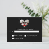 Gothic Halloween Alternative Wedding RSVP Card Karte (Stehend Vorderseite)