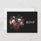 Gothic Halloween Alternative Wedding RSVP Card Karte (Rückseite)
