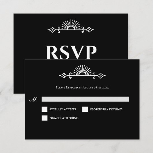Gothic Halloween Alternative Wedding RSVP Card Karte (Vorne/Hinten)