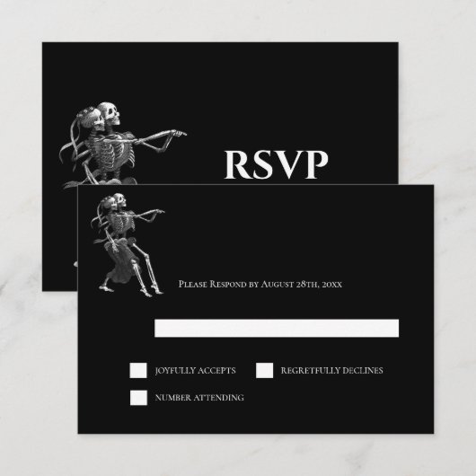 Gothic Halloween Alternative Wedding RSVP Card Karte (Vorne/Hinten)
