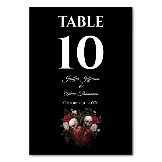 Gothic Halloween Alternative Wedding Tischnummer (Rückseite)