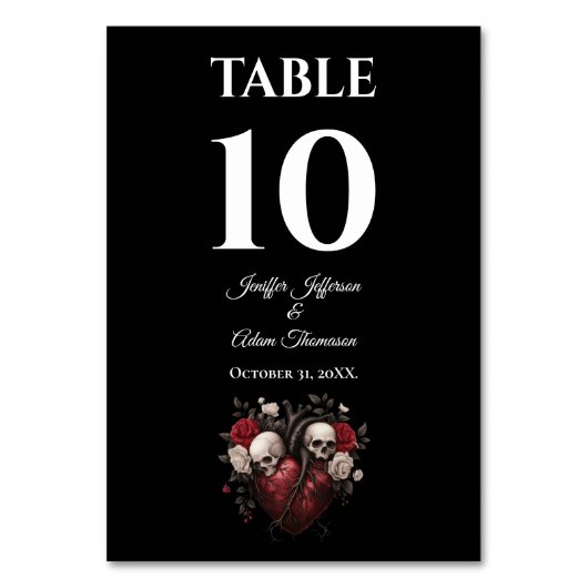 Gothic Halloween Alternative Wedding Tischnummer (Vorderseite)