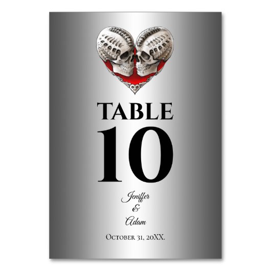 Gothic Halloween Alternative Wedding Tischnummer (Rückseite)