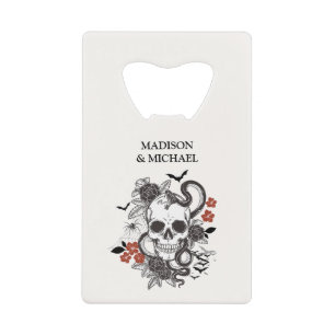 Gothic Halloween Black and Burgund Wedding Geldbeutel Flaschenöffner