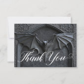 Gothic Halloween Black Bat & Arch Wedding Dankeskarte (Vorderseite)