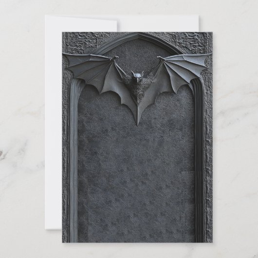 Gothic Halloween Black Bat & Arch Wedding Einladung (Rückseite)