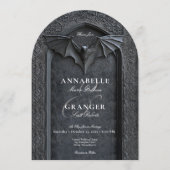 Gothic Halloween Black Bat Arch Zweiseitige Hochze Einladung (Vorderseite)