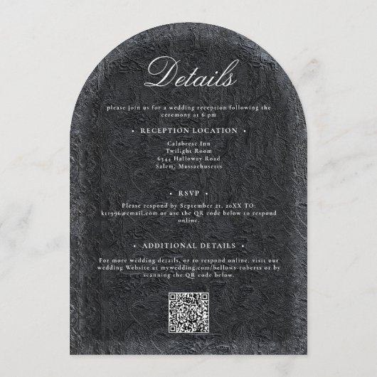 Gothic Halloween Black Bat Arch Zweiseitige Hochze Einladung (Rückseite)