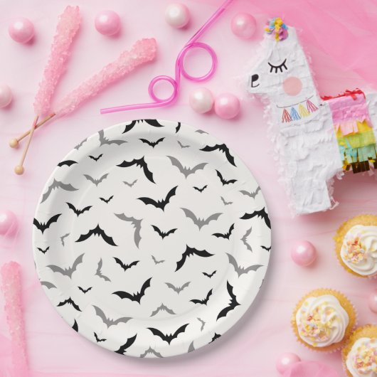 Gothic Halloween Black Bat Wedding Pappteller (Party)